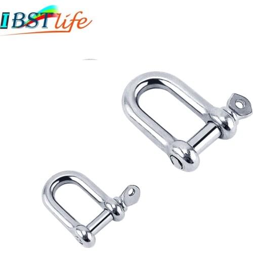 Stainless Steel 316 Staples Carabiner D Bow Shackle Clasp For Key Ring Keychain Hook Screw Joint Connector Buckle Boat Marine