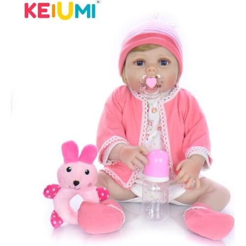 KEIUMI New 23 Inch Reborn Baby Doll Full Silicone Vinyl Girl Bebr Doll Reborn Boneca 57cm For Toddler Toy Children Gifts