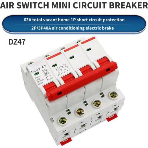400V~ C Type Mini Circuit Breaker C45N 2 Pole 3A/6A/10A/16A/20A/32A/40A/50A/63A Mcb Mounting 35mm Din Rail Breaking Capacity 6KA