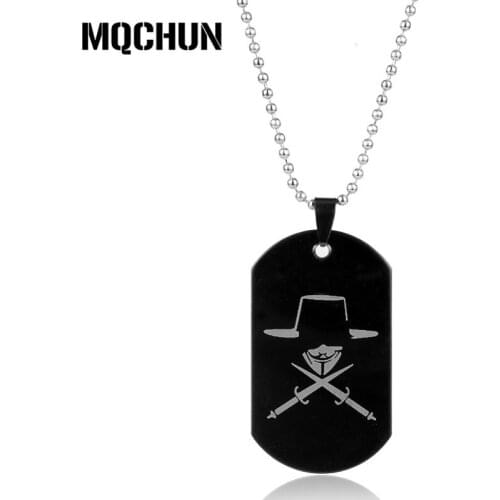 MOCHUN Movie V for Vendetta ANONYMOUS Mask Dog Tag Pendant Necklace Mask Stainless Steel Necklace-30