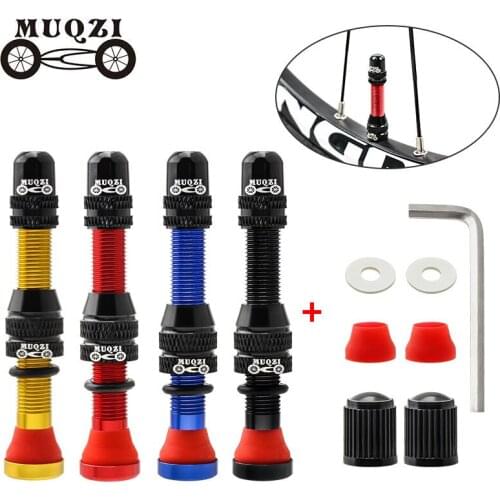 MUQZI 2PCS Bike Schrader Valve 60mm Tubeless Tire A/V Valve CNC Nipple Wheel Valve For MTB Road Bicycle Tubeless Rim Accessories