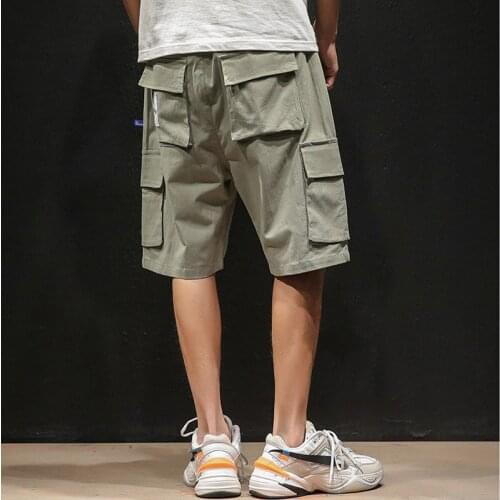 Men Cotton Loose Work Casual Short Pants Mens Military Cargo Shorts Summer Army green Cotton Shorts men Loose Multi-Pocket Short