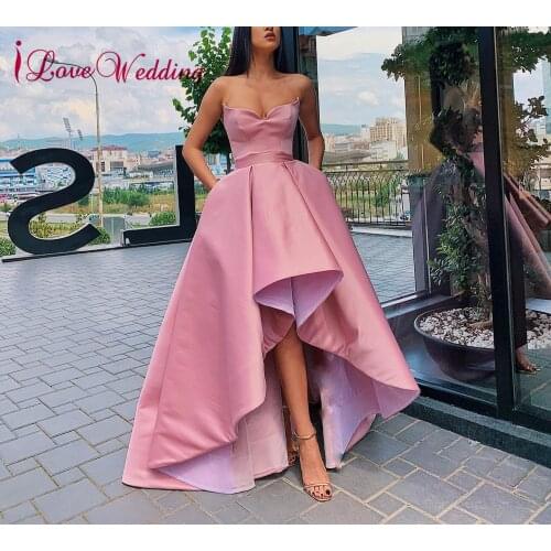 New Arrival Formal Evening Dresses Long Sweetheart Satin High Low Custom made Satin Formal Evening Dresses Party Gown