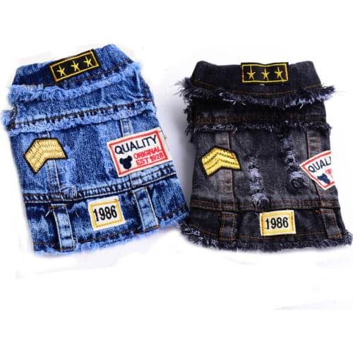 New Design Vintage Jeans Small Large Pet Dog Clothes Denim jacket Coat Personalized Jeans Costumes Clothes For Dogs 10A