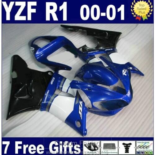 New hot fairing kit for Yamaha YZFR1 00 01 white blue black motorcycel fairings set YZF R1 2000 2001 LK51