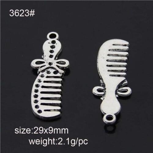 20pcs/lot Antique Silver Plated Comb Charms Pendants For Necklace Bracelet Jewelry Making DIY Handmade 29*9mm