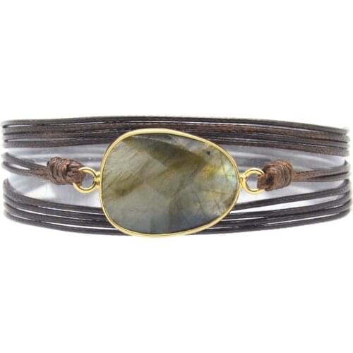 Dropshipping Non-Leather Wrap Bracelets Natural Stones Charm 5 Times Friendship Bracelet Boho Bracelet