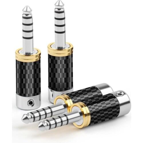 4.4mm 5Pole Earphone Plug Carbon Fiber Rhodium Plating Jack Audio Wire Connector Minijack For Soldering DIY Hifi Headset Adapter