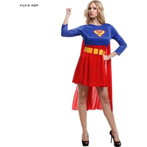 S-M Women Halloween Supergirl Costume Female Super hero Movie Cosplay Carnival Purim parade Masquerade Bar Role play Party dress