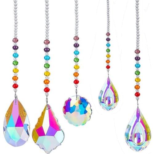 Crystal Wind Chimes Glass Crystal Window Ornament For Curtain Chandelier DIY Decor Rainbow Hanging Ornament Home Garden Decor