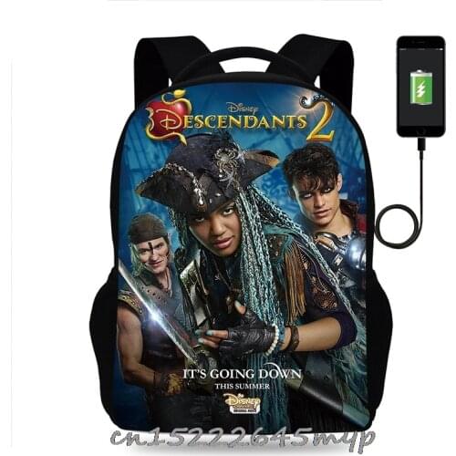 Fashion Descendants 3 School Bags USB Charge Backpacks For Teenagers Girls Boys Child Bag Casual Travel Bags Bagpack