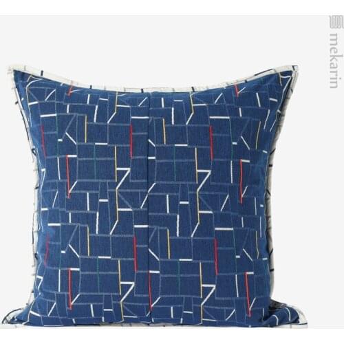 Hotel model room sofa pillow blue jacquard pillow Nordic ins modern living room square pillow outdoor garden cushion pillowcase