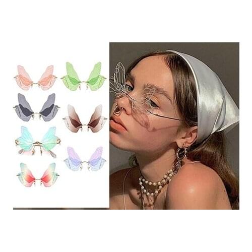 1 pcs Rimless Dragonfly Wing Sunglasses Frameless Fashion Retro Female Designer Transparent Lens gift for women men 2020 Hot