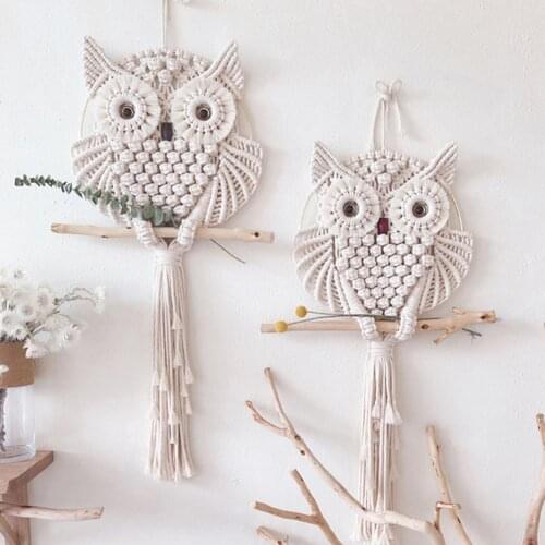 Owls Dream Catchers Macrame Wall Hanging Tapestry Wall Decor Boho Style Bohemian Woven Home Decoration Handicraft Gift Wholesale