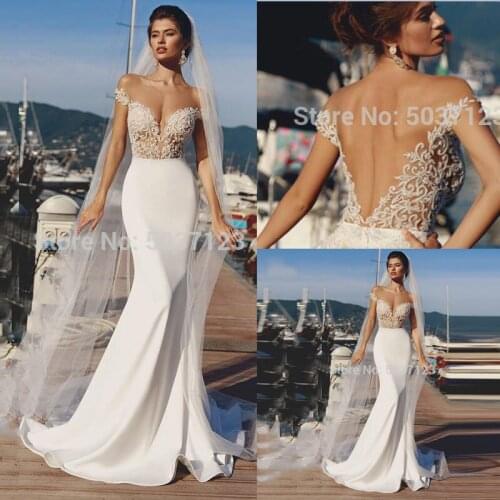 Mermaid Wedding Dresses 2019 Off the Shoulder Lace Appliques Sleeveless Open Back Boho Wedding Bridal Gown Vestido De Noiva