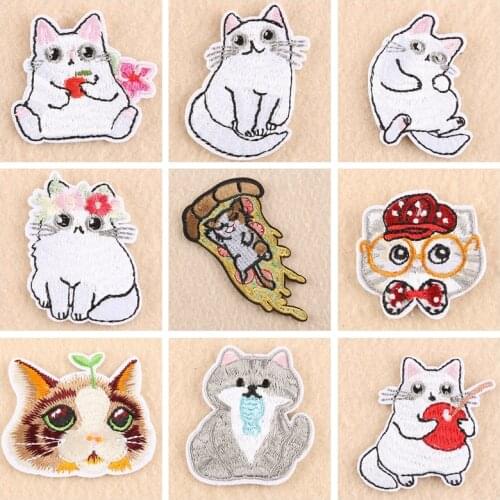 Embroidered Patches DIY Lovely Cat Patch On Clothes Iron On Patches For Clothing Cute Badges Sewn On Garment Apparel Accessory