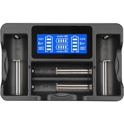 Smart Four Charger LCD Display Battery Charger for 26650/22650/18650/18490/18350/17670/17500/16340/RCR[123]/14500/10440