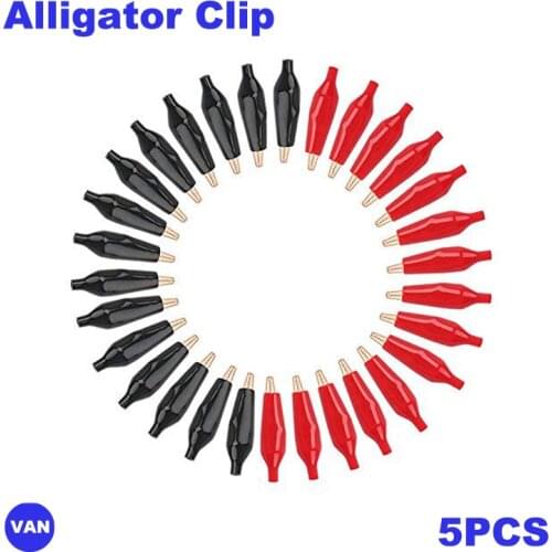 5PCS Metal Alligator Clip Crocodile Electrical Clamp Testing 28mm/35mm/45mm Probe Meter Black Red Plastic Boot Car Auto Battery