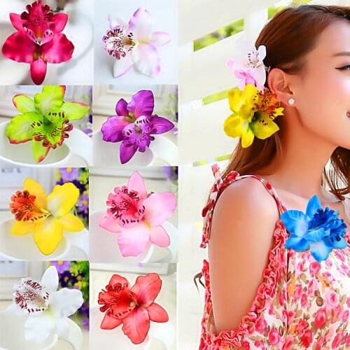 1PC New Butterfly Orchid Hair Clips Flowers Women Fashion Gift 18 Colors Hot Fake Sand beach Chic Handmade accessori vacanza