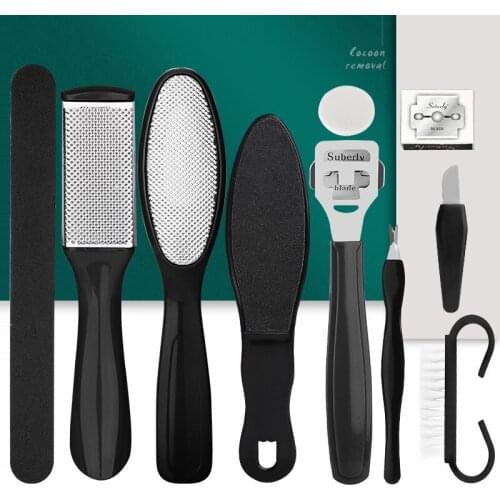 10 in 1 Pedicure Tools Set Professional Foot Care Kit Foot File Stainless Steel Foot Rasp Dead Skin Remover Clean Toenail