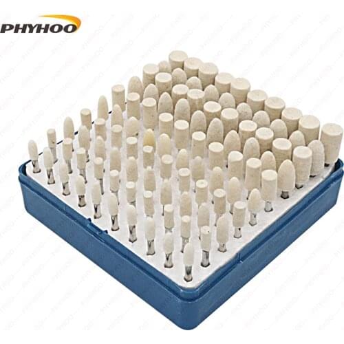 100pcs Multifunctional Wool Felt Mandrel Mounted Grinding Polishing Accessories Attachment Set - Fit Dremel-1/8 Inch Shank by Ca