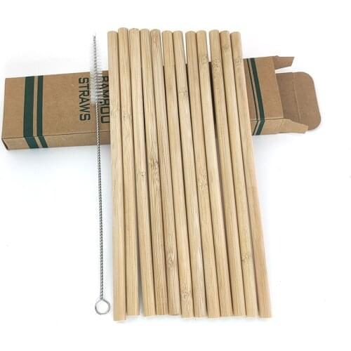 12pcs/set Bamboo Drinking Straws Reusable Eco-Friendly Drinking Straw With Case Cleaning Brush Set birthday Party/ Bar accessory