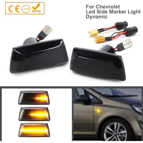 2Pcs Dynamic Amber LED Side Marker Light Car Accessories Turn Signal Lamps For Chevrolet Aveo Cruze Malibu Orlando Vectra Zafira