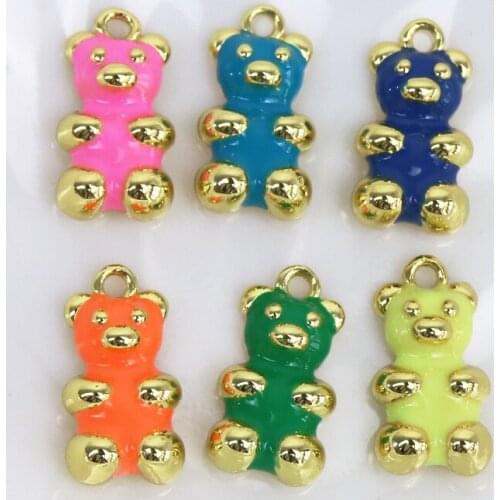 20 Pcs Enamel pendant Bear Mix color lovely pendant fashion Jewelry necklace pendant Fashion jewelry Gift 7531