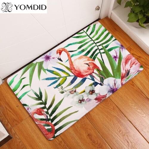 2017 New style Mats Tropical Plant Ostrich Print Carpets Non-slip Kitchen Rugs for Home Living Room toilet Floor Mat 40x60cm rug