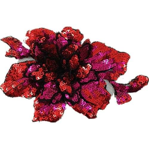 5PCS Sew on Flower Sequined Patch Plant Patches For Clothing Bag DIY Sewing Accessories Parches Para