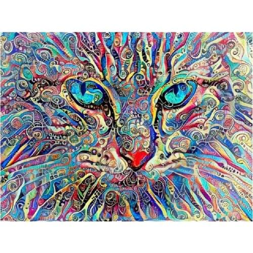 Needlework DIY 5D Diamond Painting Cross Stitch Full Diamond Embroidery Abstract cat head Pattern Rhinestone Pasted Painting