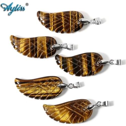 Ayliss Women Natural Stones Pendant Healing Angel Wings Pendant Crystal Gem Stone Pendant Necklace Jewelry 24"inch Birthday Gift