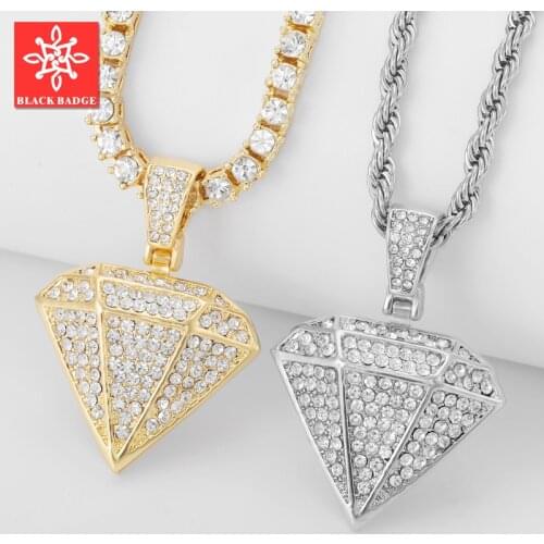 Hip Hop Crystal Full Zircon Love Pendant Necklaces Men Luxury Ice Out Long Chain Necklace Men Women Accessories Friends Gifts