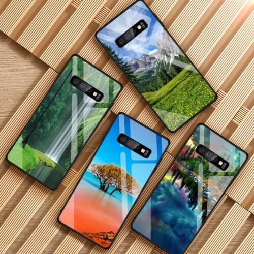 Amazing nature Tempered Glass Phone Case For Samsung Galaxy S8 S9 S10 S20 PLUS J6 J8 2018 NOTE 8 9 10 Cover Shell