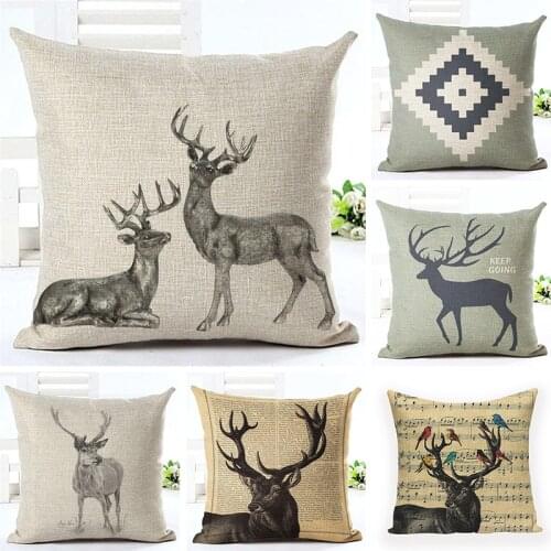 Geometric Deer Cushion Cover Nordic Style Home Decorative Pillow Case Shipping Custom Elk New 24 Styles Linen Pillow Cover