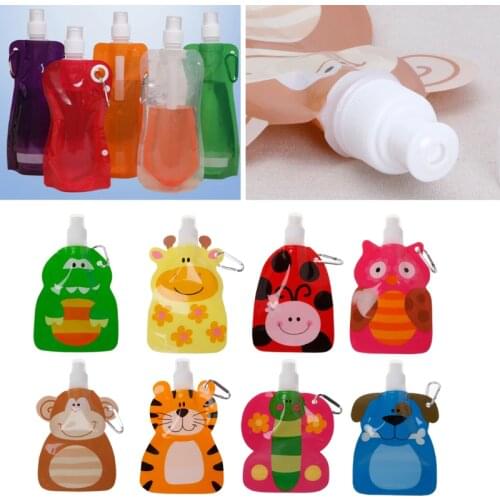 BABY Solid Feeding Dishes 360ml Eco Friendly Foldable Cartoon Water Bag Drinkware Travel Drink Bottle Safe for Kids Children