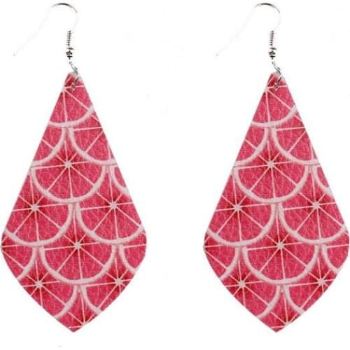 E7108 ZWPON Fruits Print PU Leather Teardrop Earrings for Women Fashion Statement Earrings Jewelry Wholesale