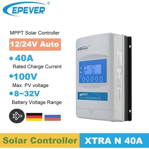 EPever XTRA Series MPPT 40A Solar Charger Controller 12V 24V LCD Solar Regulator With XDS2 Display Use for RV System XTRA4210AN