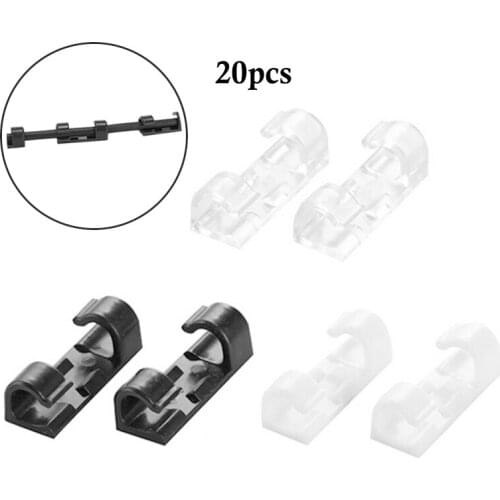 20pcs Cable Organizer Clips Cable Management Desktop Workstation Wire Manager Cord Holder USB Charging Data Line Bobbin Winder