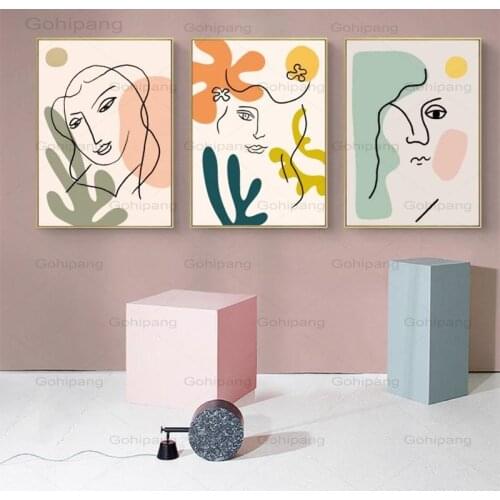 Canvas Painting Line Figures Abstract Wall Art Posters and Prints Living Room Bedroom Pictures Modern Pictures for Home Design