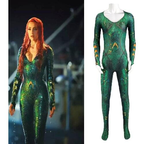 Mera Bodysuit Costume High Quality Queen Mera Costumes With Wig Zentai Catsuit Wife of Aquaman Superhero Bodysuit Fancy Dress