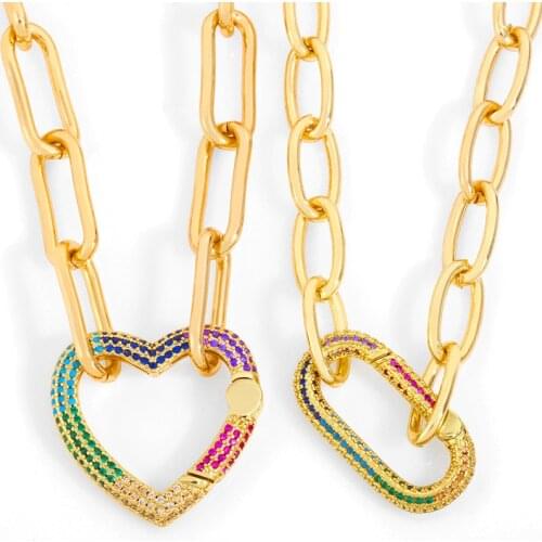 Funmode Cuban Link Chain Hip Hop Heart Couple Pendant Necklace For Women Wedding Bridal Accessories Jewelry Wholesale FN241