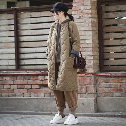 2021 Winter Jacket Clothes Women Loose Fashion Korean Single-breasted Long Sleeve Parkas Female Casual Warm Outwear Ropa Mujer