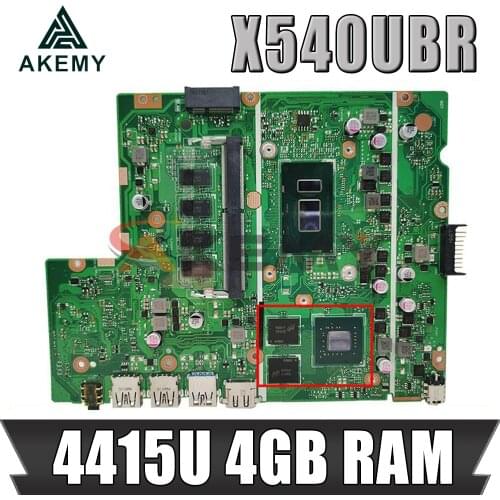 Akemy X540UBR notebook motherboard For ASUS X540UV X540UB X540UBR laptop motherboard mainboard with 4415U CPU 4GB RAM 2GB GPU
