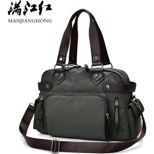 Fashion Women Male Nylon Shoulder Bag Patchwork Leather Men Handbags Messenger Bag Casual Crossbody Bags For Women Tote 15-2323