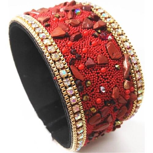 Red Magnet Fashion Luxurious Natural Stone Rhinestone Trendy Women Bracelets Women Vintage Bangle Male Homme Jewelry Accessories