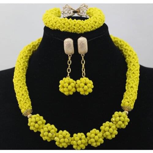 Fashion African Handmade Jewelry Set Gold Crystal Balls Nigerian Wedding African Costume Jewelry Set ALJ887