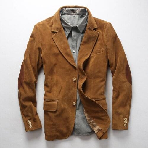 2020 New Men Blazers Suede cowhide Jacket Fashion Cowskin Suit Blazer Jacket Free Shipping