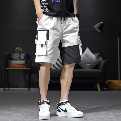 April MoMo 2021 Summer New Loose Tooling Casual Pants Mens Multi-Pocket Five-Point Pants Large Size Trend Fashion