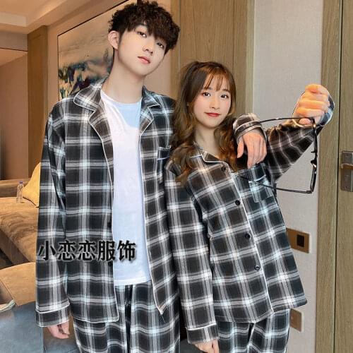 Autumn Long Sleeve Pajama Sets for Men Women Couples Lovers Sleepwear Suit Pyjamas Lounge Homewear Home Clothes Pants Shirts